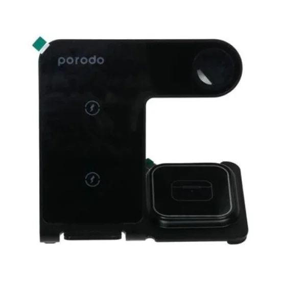 Porodo 3 In 1 Dual Coil Wireless Charging Dock - Black